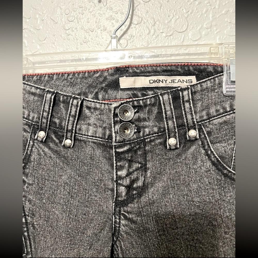 NWT Y2K DKNY Jeans Womens Sz 27 Black Skinny Acid Washed Denim Ankle Zip LowRise - Picture 6 of 12